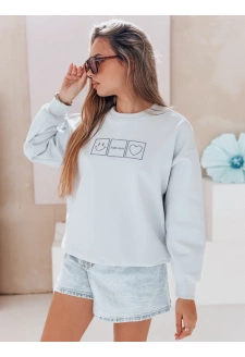 Bluza damska oversize z haftem EASYJOY niebieska Dstreet BY1516