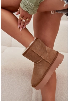 Dámské sněhule Privine z přírodního semiše na platformě – camel