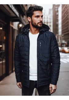 Kurtka męska przejściowa pikowana z kapturem granatowa Dstreet TX4999