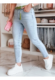Spodnie damskie jeansowe skinny z paskiem FITARINKA niebieskie Dstreet UY2422