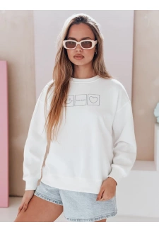 Bluza damska oversize z haftem EASYJOY biała Dstreet BY1514