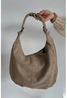 Kabelka z přírodního semiše – světle béžová Floriah