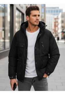 Kurtka męska zimowa z kapturem czarna Dstreet TX5108