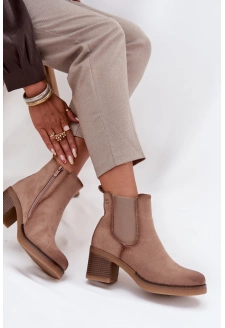 Dámské kotníkové boty Zelia na sloupku – béžové