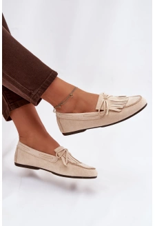 Dámské mokasíny s třásněmi – světle béžové Janelisse