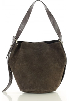 MARCO MAZZINI Tmavě hnědá dámská kožená shopper kabelka