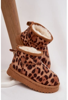 Dětské a juniorské zateplené sněhule s kožíškem Mireya – panterka/bronzové