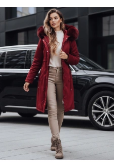 Kurtka zimowa damska parka z futerkiem bordowa Dstreet TY5114