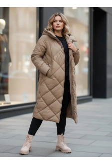 Kurtka zimowa damska pikowana z kapturem FEMACOAT khaki Dstreet TY5477