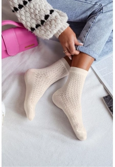 Dámské ażurowé ponožky – ecru