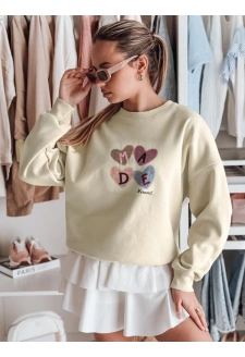 Bluza damske oversiz z sercami MADELIN jasnozielona Dstreet BY1460