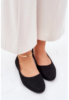 Dámské ploché baleríny s glitrem Tatorelis – černé
