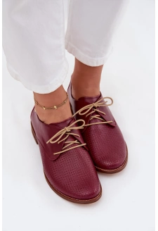 Dámské kožené elegantní šněrovací polobotky Zazoo – bordó