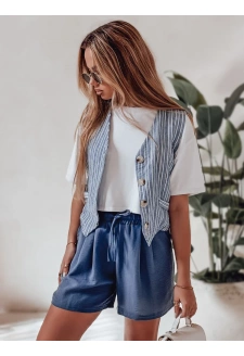 Spodenki damskie lniane RELAX TIME niebieskie Dstreet SY0459