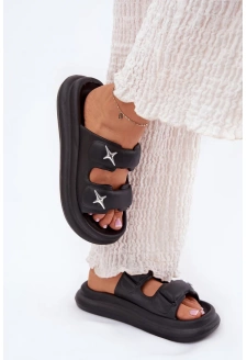 Dámské pěnové pantofle na platformě – černé