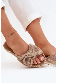 Dámské pantofle na platformě s pleteným detailem a mašlí – multikolor Alpireda