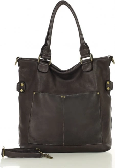 Tmavě hnědá kožená kabelka MARCO MAZZINI