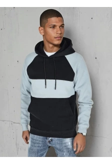 Bluza męska basic z kapturem w błękitno-czarne paski Dstreet BX5900