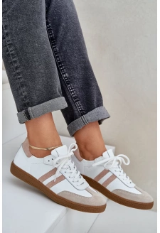 Dámské nízké kožené sneakersy Zazoo – béžové