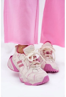 Dámské kožené sneakersy GOE – růžové