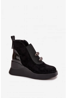 Dámské kotníkové boty na platformě D&A – černé