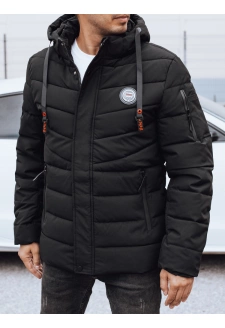 Kurtka męska zimowa pikowana z kapturem czarna Dstreet TX5059