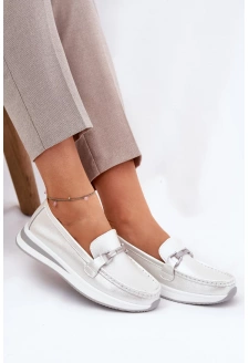 Dámské kožené mokasíny S.Barski – perlové