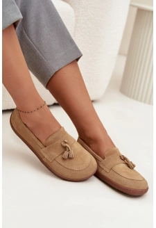 Kožené semišové mokasíny typu barefoot Zazoo – béžové
