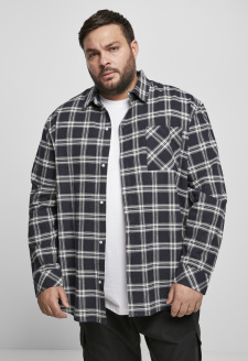 Oversized Check Shirt půlnoční/bílá