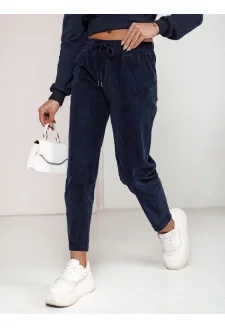 Dámské kalhoty casual one size VELVITO manšestrové tmavě modré Dstreet UY2288