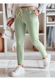 Spodnie damskie materiałowe chinosy z paskiem ROSSALI miętowe Dstreet UY2531