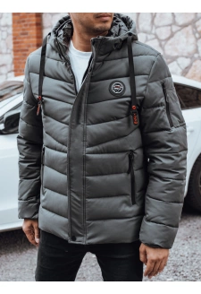 Kurtka męska zimowa pikowana z kapturem grafitowa Dstreet TX5057