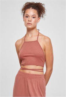 Ladies Rib Trapeze Cropped Top terakota