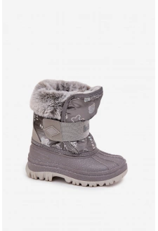 Dětské sněhule s kožíškem na suchý zip Lee Cooper – šedé