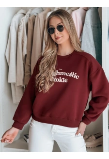 Bluza damska oversize z nadrukiem COOKIES bordowa Dstreet BY1445