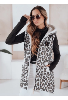 Kamizelka damska pikowana w panterkę ELMERA biała Dstreet TY5028