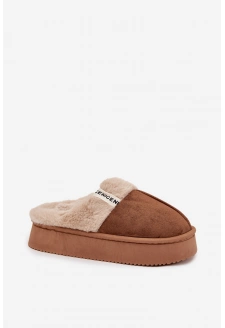 Dámské pantofle s kožíškem Parisse – hnědé