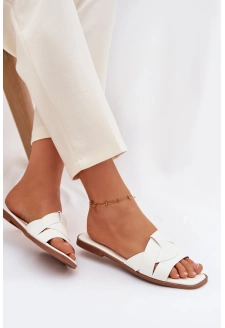 Dámské ploché pantofle s pásky Marissae – bílé