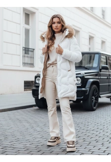 Kurtka damska zimowa VIRELIA pikowana z kapturem biała Dstreet TY4938