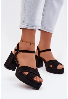 Dámské sandály na sloupkovém podpatku Janelia – černé