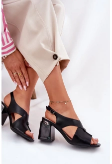 Dámské elegantní sandály na sloupkovém podpatku Vinceza – černé
