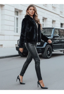 Płaszcz damski futerkowy GLAMFLUFFY krótki czarny Dstreet TY4985