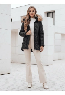 Kurtka zimowa damska LUMORE pikowana z kapturem czarna Dstreet TY5015