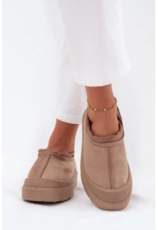 Dámské sněhule na platformě s nízkým svrškem Izamine – tmavě béžové
