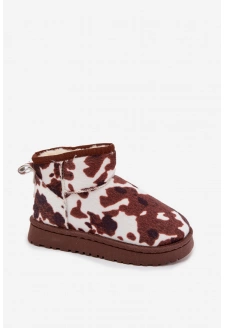 Dětské/juniorská sněhule zateplené kožíškem Mireya – bílo-hnědé