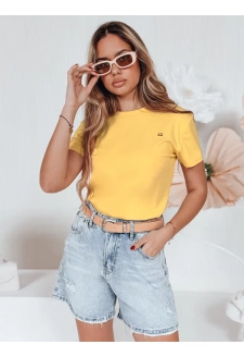 T-shirt damski prążkowany SMILE FOR YOU żółty Dstreet RY2908