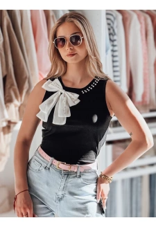 T-shirt damski na ramiączkach z kokardą PERBOW czarny Dstreet RY2733