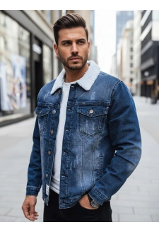 Kurtka męska jeansowa ocieplana z kożuchem niebieska Dstreet TX4727z