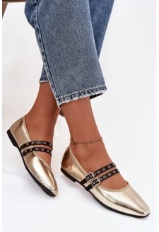 Dámské baleríny s pásky Deliora – zlaté