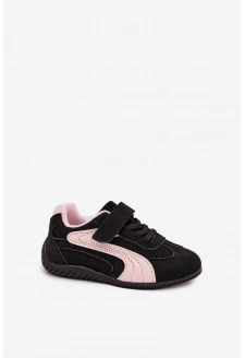 Dětské sportovní boty na suchý zip Perrin – černo-růžové